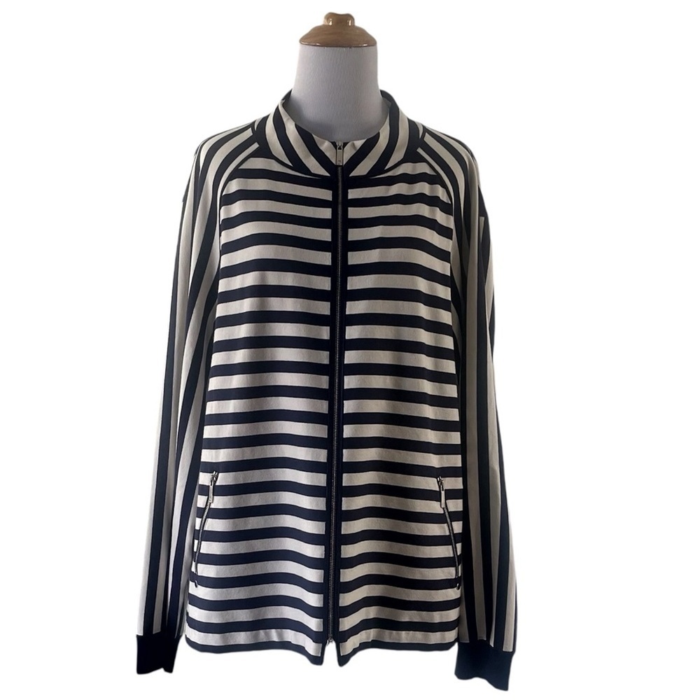 Lafayette 148 New York Striped full zip jacket
